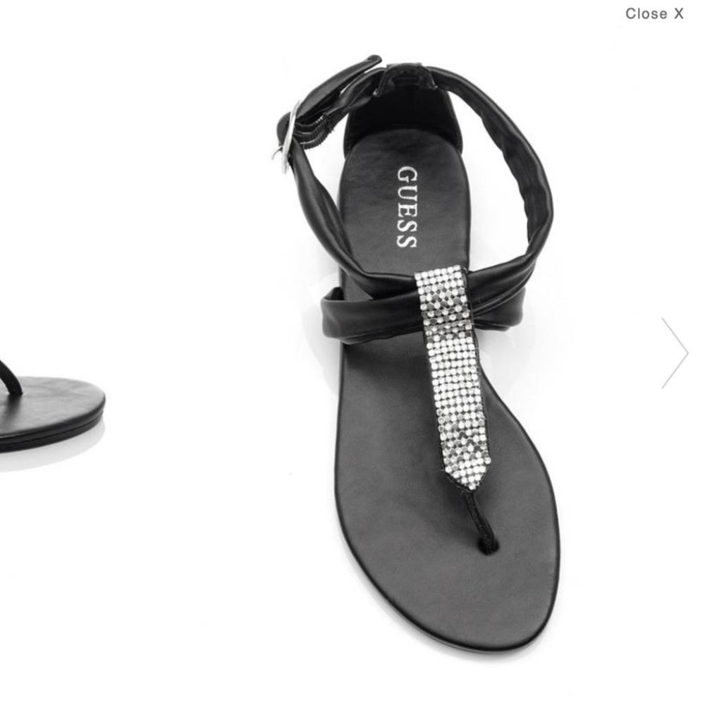 Guess Black Shimmer Bling Sandals‎ GELLAR FLIP FLOP